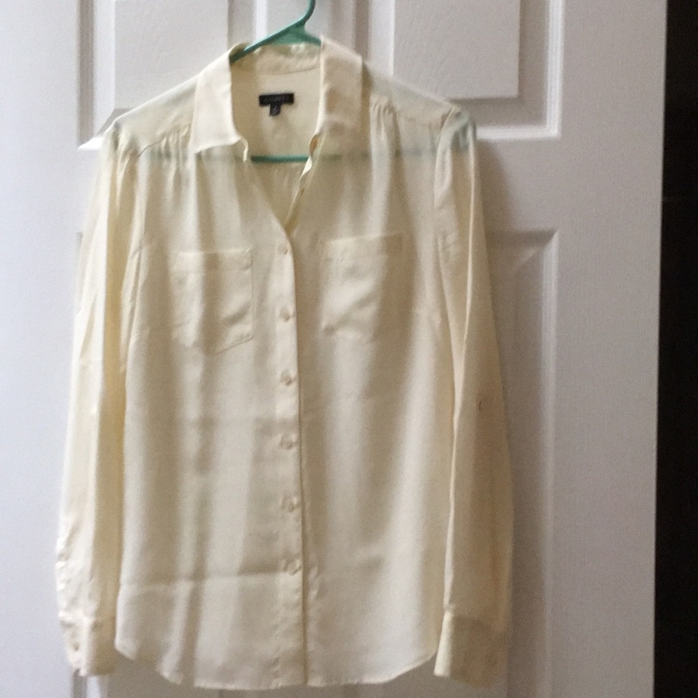 Talbots 100% silk blouse semi-shear off white
